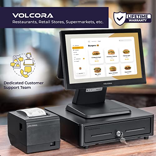 13" Cash Register Drawer For Point Of Sale (Pos) System With Round Edges - Fully Removable 2-Tier 4 Bill 5 Coin Cash Tray, 24V, Rj11/Rj12 Key-Lock, Media Slot, Black - For Stores And Business #TOP5