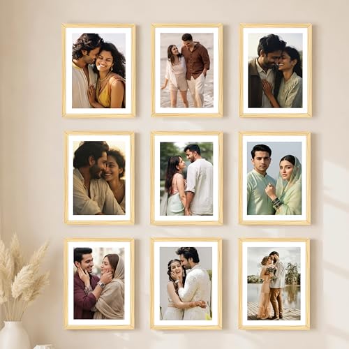 Image of Art Street Premium Photo Frame for living room, Classic Aesthetic Design Photo Frames for Photograph, Art Work, Kids Room Set of 9 (6x8 Inch, Beige)