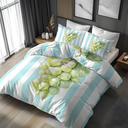 Housse couette rayures bleues 200x200 anti-plis en microfibre douce - 4