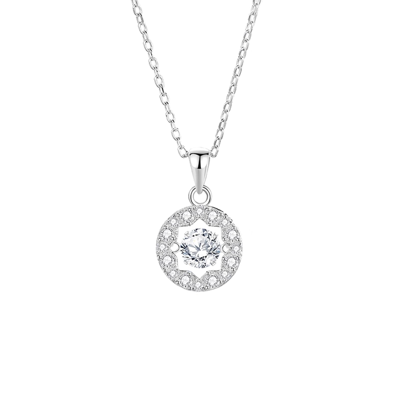 Collares dorados para mujer, collar de boda con estrella geométrica de halo flotante para mujer, moissanita