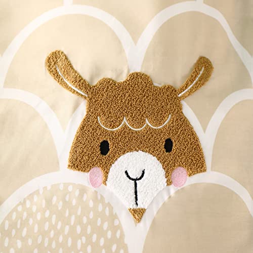 Simple&Opulence 100% Organic Cotton Duvet Cover For Kids Teens, 4 Pieces Soft Comforter Cover With Zipper Closure Boy Girl Warm Adorable Bedding Set - Alpaca, Full/Queen #TOP1