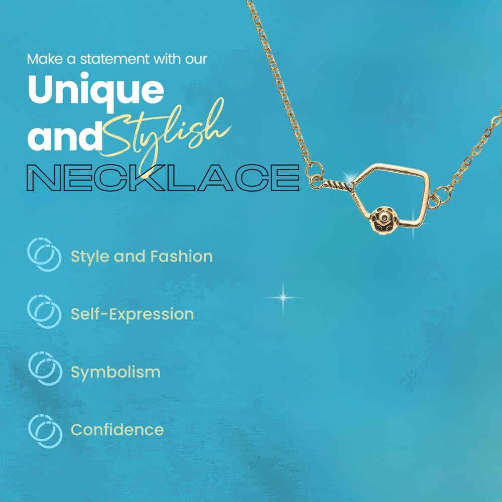 Gold Pickleball Paddle Pendant Necklace, Pickleball Jewelry Gifts for Women Players - Image 6