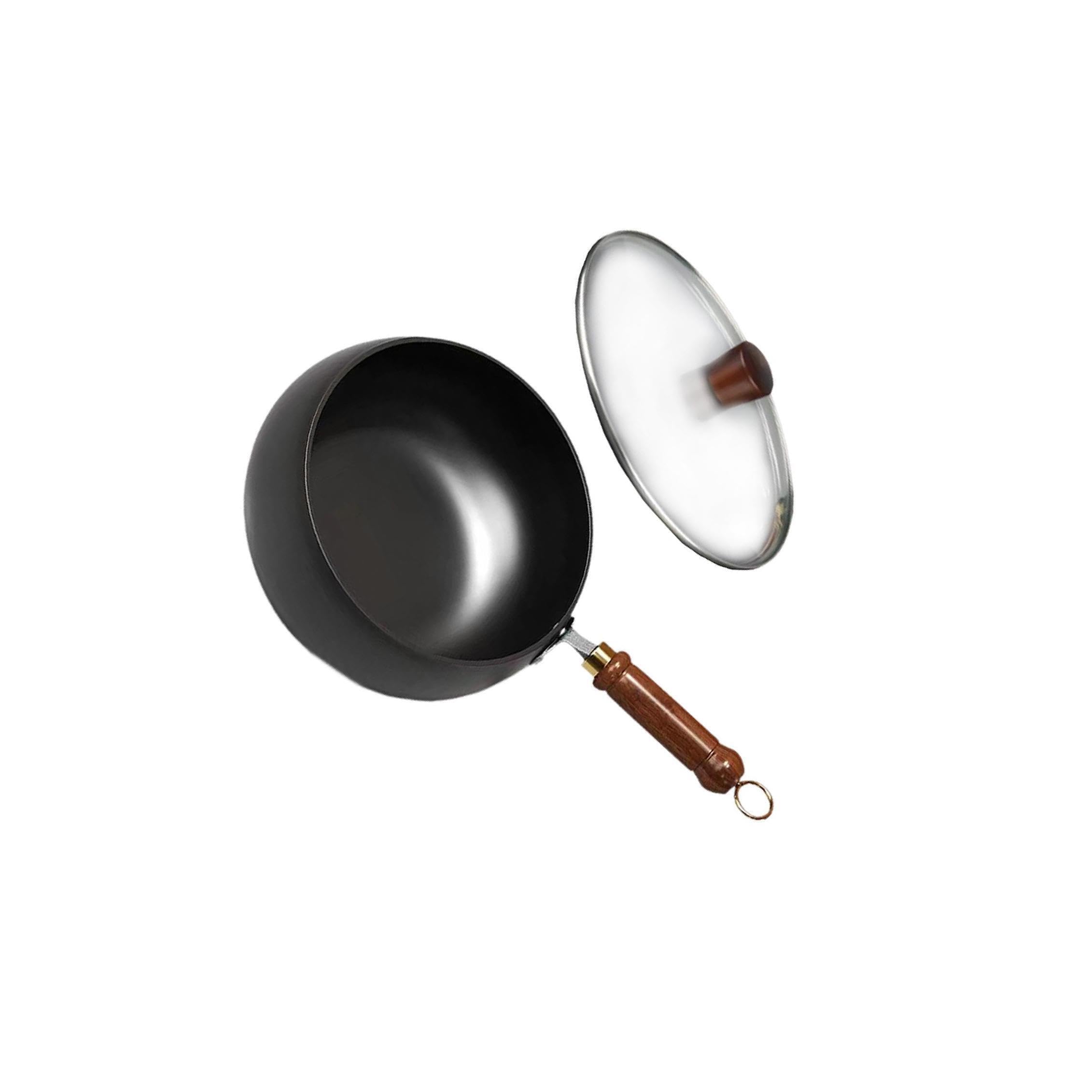 Padella Wok da 45 pollici per una cottura fluida con rivestimento antiaderente e manico ergonomico. Il Wok cinese è adatto a tutti i tipi di cottura, coperchio in vetro, 24 cm