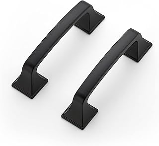 Ravinte 30 Pack Solid 3" Square Foot Cabinet Arch Pull Kitchen Cabinet Handles Matte Black Cabinet Pulls Black Drawer Pulls Kitchen Cabinet Hardware Kitchen Handles for Cabinets Cupboard Handles