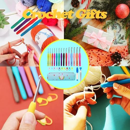 Image of Yarniss Crochet Hooks,14 Size Crochet Set 2mm(B)-10mm(N), Ergonomic Crochet Hooks Set with Case for Beginner,Long Crochet Needles (Pack of 2)