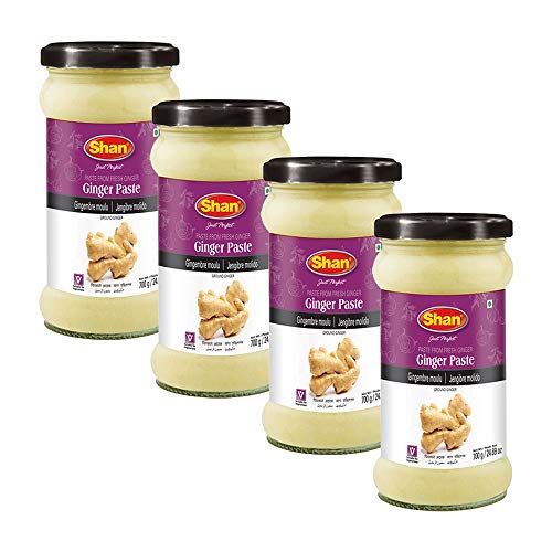 Shan Ginger Paste 24.69 oz (700g) - Fresh Ground Ginger in Glass Jar (Pack of 4)