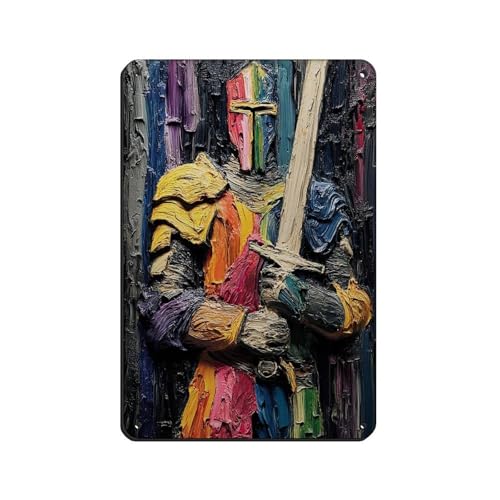 Medieval Knight Tin Sign Vintage Metal Pub Club Cafe Bar Home Wall Art Decoration Poster Retro 8x12inch(20x30cm)