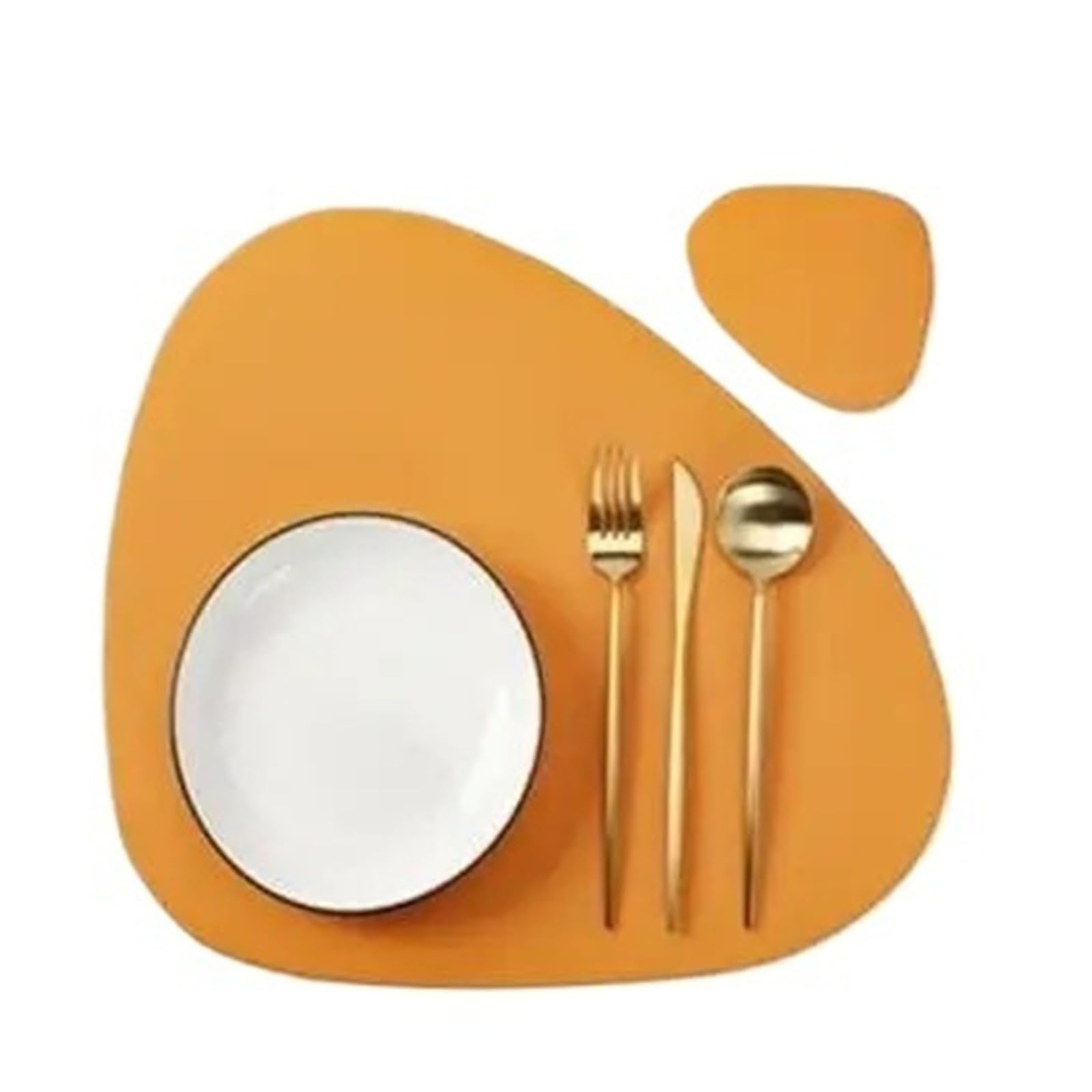 Sets de table en similicuir orange lot de 6 avec sous-verres