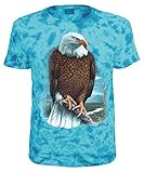T-Shirt Blau Batik Blackshirt Company Kinder T-Shirt Adler Weißkopfseeadler Batik Shirt Größe 152