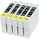 AfiD AfiD Set di 4 cartucce Epson T0711 – T0714 per stampante Epson Stylus SX 115, Epson Stylus SX 200, Epson Stylus SX 205, Epson Stylus SX 210, Epson Stylus SX 215, Epson Stylus SX 218, Epson Stylus SX 400, Epson Stylus SX 400, Epson Stylus SX 405 E Di Più. 5 Patronen (5xBlack) nero