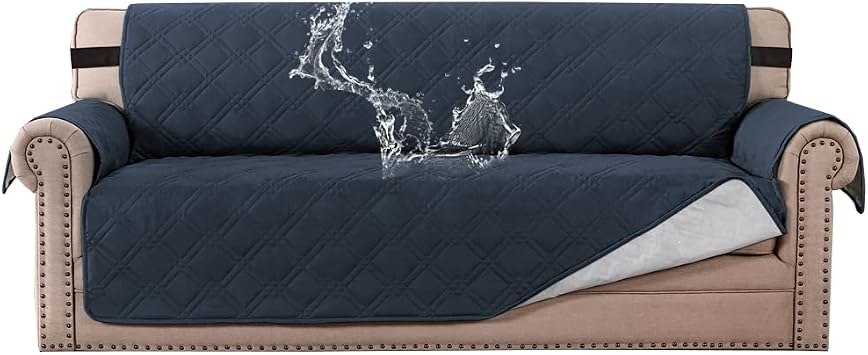 H.VERSAILTEX 100% Waterproof Sofa Slipcover Washable Sofa Cover Non-Slip Couch Cover for 3 Cushion Cover Furniture Protector for Pets Couch Slipcovers with Puppy Paw Silicone Backing Sofa, Navy