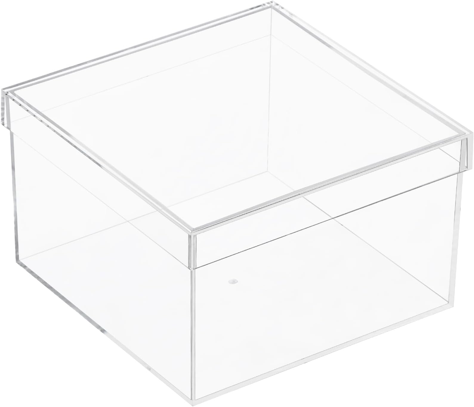 Clear Acrylic Square Cube Plastic Box, Plastic Rectangle Cube Containers with Lid, Storage Boxes 7.9x7.9x4.92 Inches for Tiny Jewelry Beads, Coins, Craft Supplies, Sewing Home Organizers
