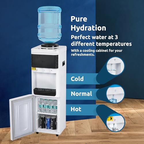 Image of Rockwell Floor Standing Hot, Cold & Normal Water Dispenser | Storage Cabinet Below, Child Safety Lock, Sturdy Build, Best for Offices, Shops & Commercial Use, Black