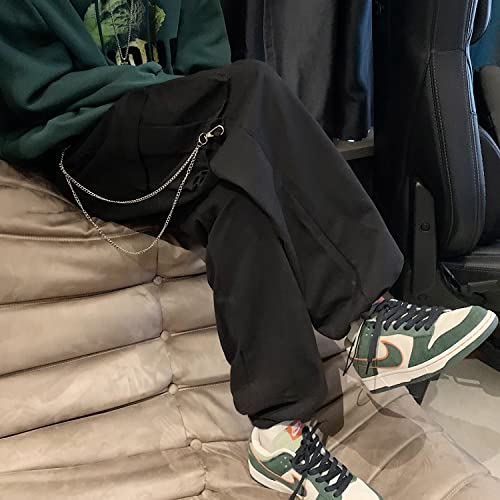 image for Unotobe Men's Cargo Pants with Chain Goth Relax Fit Sport Joggers Cott