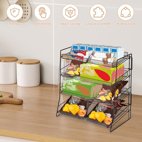 harupink Regal für Süßigkeiten,4 Schichten Snack-Regal zum Aufstellen,Snackregal aus Kohlenstoffstahl,Snack-Ablage für Süßes & Chips,Snack-Ständer für Zuhause,Geschäfte,Büro,40×22/16×41cm