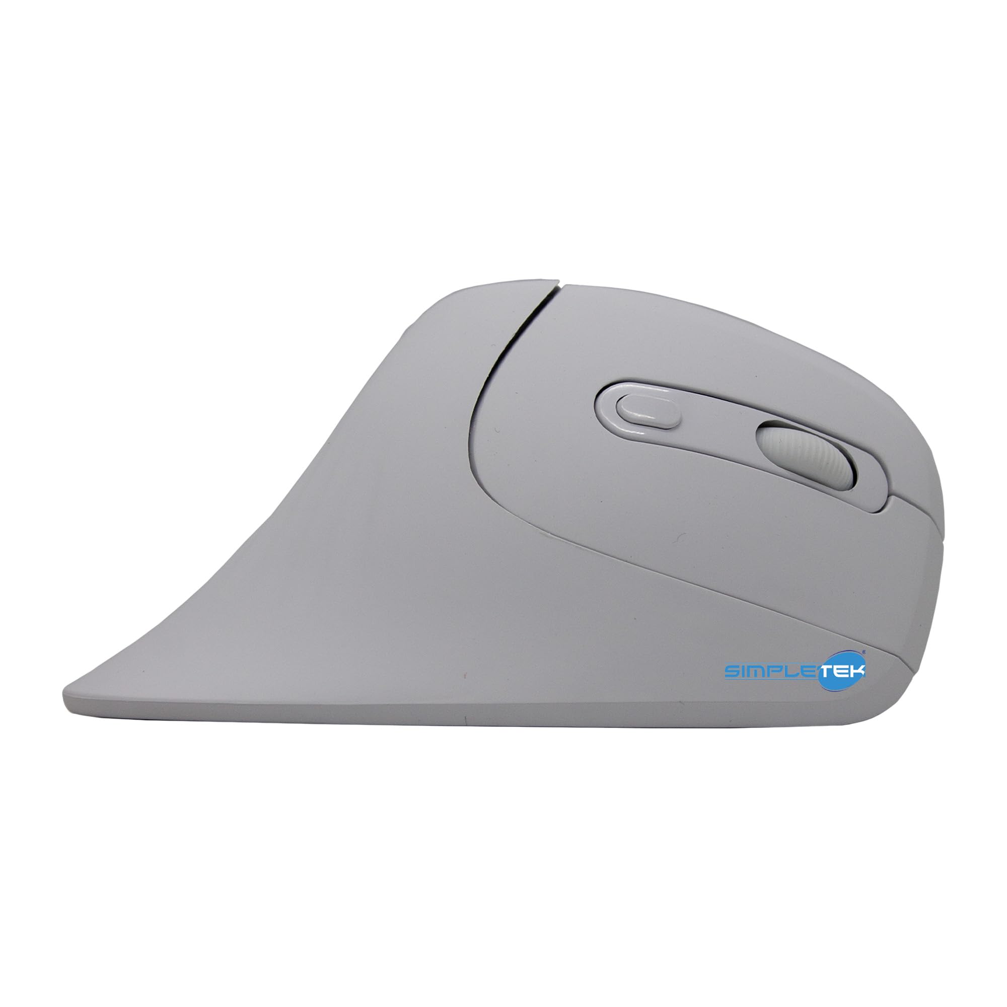 SIMPLETEK - Mouse Verticale Ergonomico Wireless - Senza Fili 2.4GHz - DPI Regolabile fino a 3200-6 Pulsanti - Design Bianco - Ricevitore USB Incluso