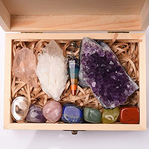 XQK Kristallen 11 stuks stenenset zeven chakra's natuurlijke rookkwarts pendelamethist om te wichelen, lapidair… - Image 7