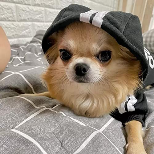 Kleidung Französische Bulldogge Welpenkostüm, Overall, Chihuahua, Mops, Kleidung für kleine und mittelgroße Hunde, Welpen, Hoodies-Schwarz, Größe XXL