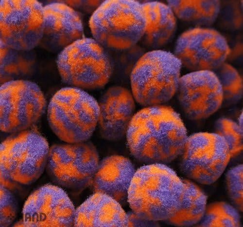 A Pack of Flowery Purple and Orange POM POMS Appx 250 pcs- 20 mm - Appx 125g