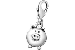 Sterling Silver Pig Charm with Lobster Clasp for Charm Bracelet or Necklace