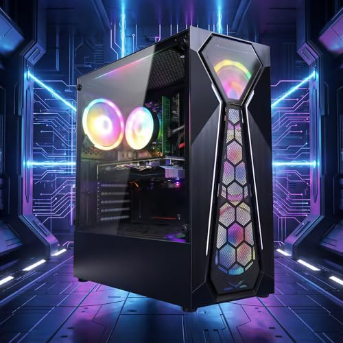 Image of STGAubron Gaming PC Desktop, Intel 10th Gen G5905 3.5GHz, Radeon RX 580 8G, 16GB DDR4, 1TB SSD, WiFi 6, BT 5.0, RGB Fan x4, Windows 11 Home