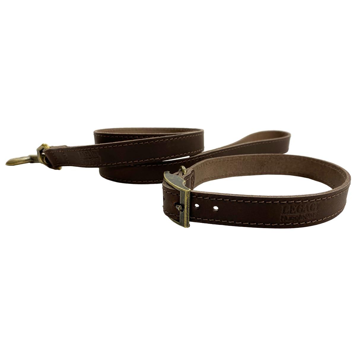 HugglePets Leather Dog Collar and Lead Set Legacy British Handmade Leather (Chocolate, Small 30-35cm), Small 30 - 35cm
