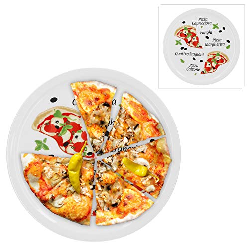 Set di 2 piatti da pizza Margherita grande – 30,5 cm in porcellana con bel motivo, per pizza, pasta, la fame grande o per prepararsi.