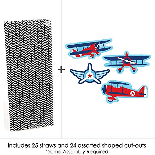 Decoración con Pitillos de Papel Temática Avión - Set 24 miniatura 3