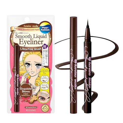 Heroine Make by KissMe Smooth Liquid Eyeliner | Waterproof Brown Liquid Eyeliner Pen | Smudge-Proof Formula for Long-Lasting Wear | Hypoallergenic for Sensitive Eyes | Made in Japan