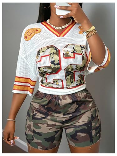 MakeMeChic Women's Jersey Shirts Number Graphic Oversized Y2K Tee Tops4