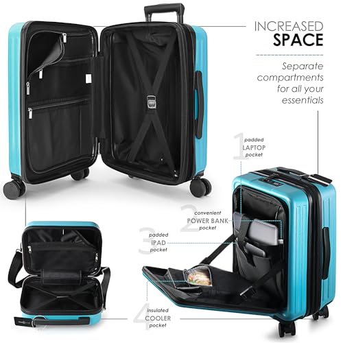 Image of Hard Shell Luggage Sets with Spinner Wheels 4 Piece, Expandable Large Suitcases with TSA Lock, Travel Large Suitcase Set, Teal Luggage Set