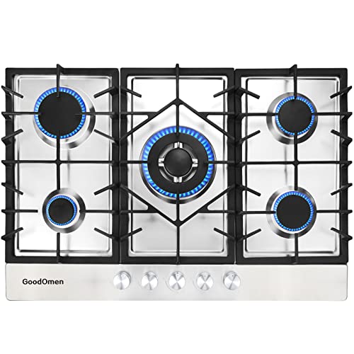 12 Inch Gas Cooktop with 1.5 Volt Battery, Portable 2 Burners Gas Stove Top in Stainless Steel, Dual Fuel Gas Hob, LPG/NG and Easy to Clean for RVs, Apartment, Outdoor