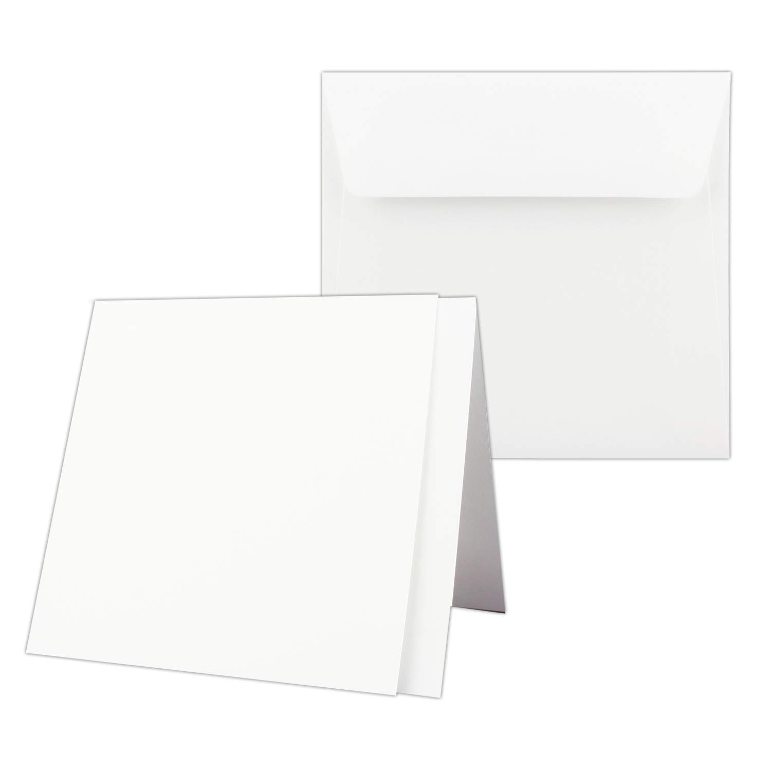 100x Quadratisches Falt-Karten-Set mit Brief-Umschlägen & Einlege-Blätter - Farbe: Weiss - 15,0 x 15,0cm - Papier-Bastel-Set - GUSTAV NEUSER®