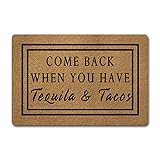 Welcome Mat Come Back When You Have Tequila and Tacos Doormats Colorful Funny Quotes Door Rugs for Entrance Way for Front Door Indoor/Outdoor/Kitchen Mats Prank Gift 23.6"(L) x 15.7"(W)