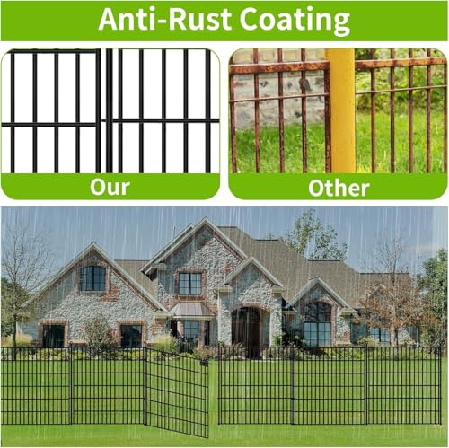 Image of 15 Panels No Dig Garden Fence with Gate, 32 in(H) X36.3 ft(L) Metal Fence Panels, Thickened Rustproof Garden Fencing, Animal Barrier Fence for Dogs, Rabbits, and Patio