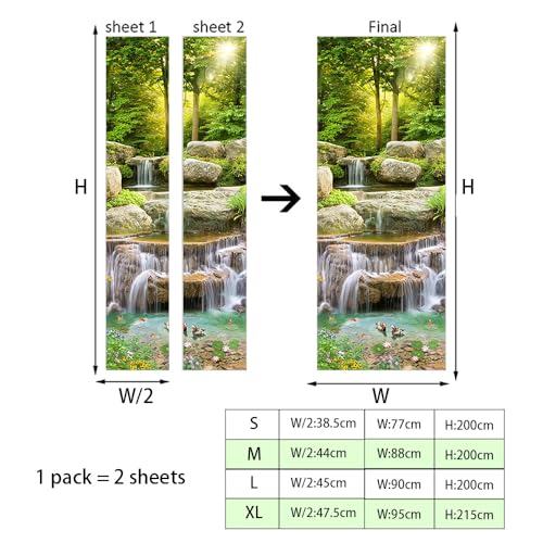 Autocollants de porte cascade 3D pour égayer un couloir sombre