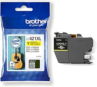Brother LC421XLY Cartucho original de tinta de alta capacidad para las impresoras MFCJ1010DW y DCPJ1050DW, Duración estimada: hasta 500 páginas (según ISO/IEC 24711), Amarillo
