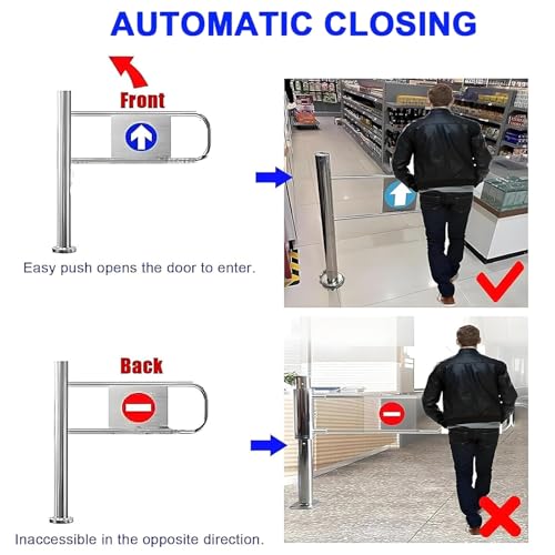 Puerta de seguridad industrial de cierre automático, control de acceso con resorte para zonas de alto tráfico, solución de entrada segura para almacenes y fábricas y barrera de seguridad fiable