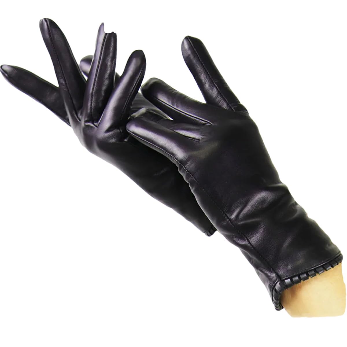 Guantes De Piel De Oveja Para Mujer, Guantes De Cuero Cálidos Para El Invierno, Guantes De Conducción Para Exteriores A La Moda