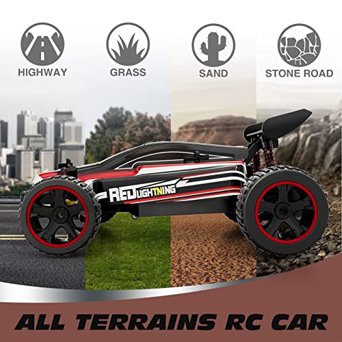 Tecnock Rc Racing Car, 2.4Ghz High Speed Remote Control Car, 1:18 2Wd Toy Cars Buggy For Boys & Girls With Two Rechargeable Batteries For Car, Gift For Kids(Red) #TOP6