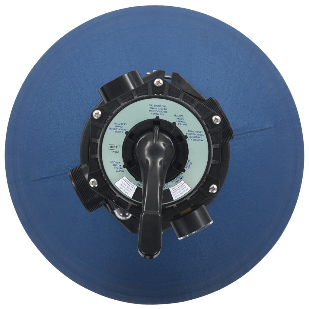 Filtro de arena para piscina con válvula de 6 vías, caldera de filtro azul, 560 mm, material PE, caudal de 10 m³/h, conexión de 48 mm, para bomba de piscina, purificación eficiente del agua en la