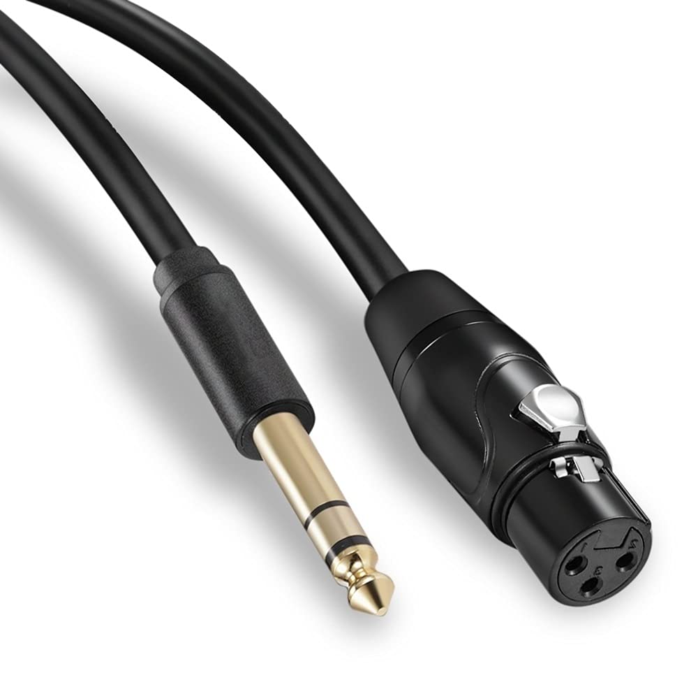 Kabel mikrofonowy XLR do gniazda mikrofon kabel AUX TRS 6,35 mm/6,5 mm męski do XLR żeński kabel mikrofonowy do gitary mieszacz stereo wzmacniacz (kolor: Czarny, długość: 5 m)