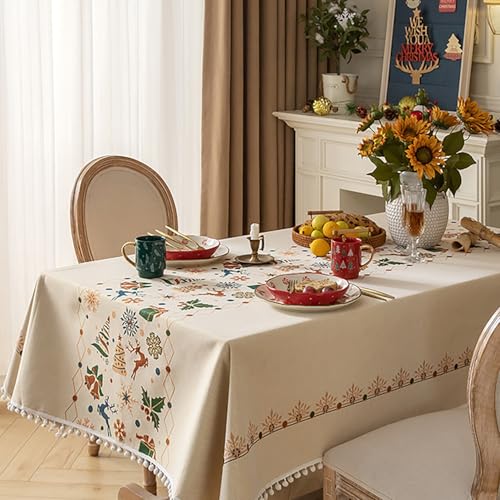 Nappe imperméable rectangulaire 240x140cm beige tablecloth rectangle decoration table de cuisine - 6