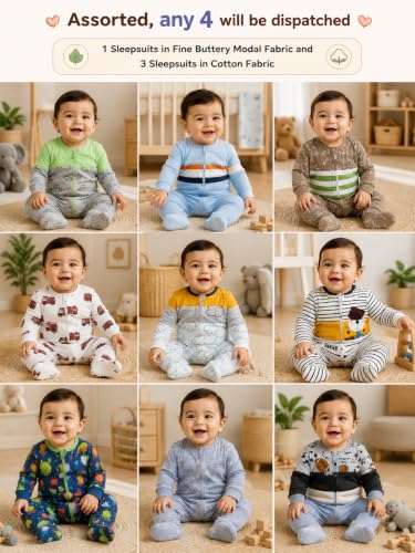 Image of TuddyBuddy 100% Cotton Baby Sleepsuits /Jumpsuits /Footed Rompers