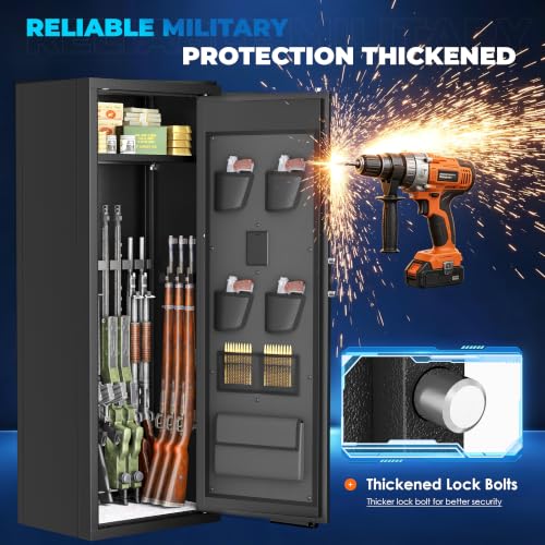 Image of INTERGREAT 12-15 Gun Safe, Large Gun Safe for Rifles and Pistols, Quick Access Rifle Safe with 3 Removable Gun Racks and 4 Pistol Pockets, Digital Gun Cabinet with Dual Alarm and Sleep Mode