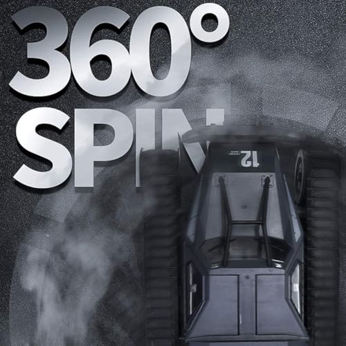 Image of RC Tank Car, 1:12 Remote Control Crawler 12KM /H High Speed Tank, 2.4Ghz RC Rock Crawler Off-Road 4WD 360Rotating Drifting Car with Rechargeable Battery,Military Truck Toy (RC Tank)