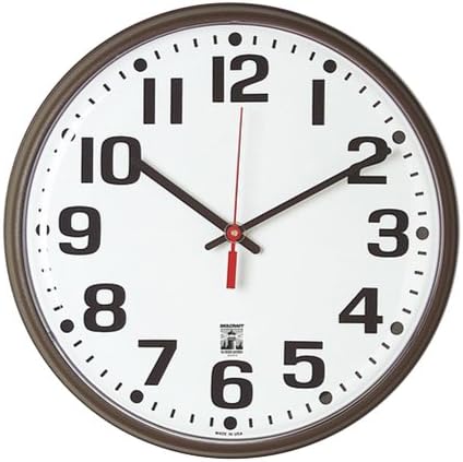 Self-Set Wall Clock - Plastic Slimline Frame - 12-3/4" Diameter - Brown Case/White Face