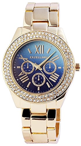 Montre femme bleu bracelet en métal 18 cm boucle dorée