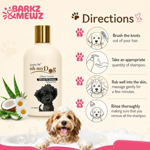 Image of Oh My Dog Smarty Pet Odour Control Shampoo for Dogs & Puppies - 500 ml | Dog Shampoo - Perfume Free, Paraben-Free, Sold by Barkz and Mewz (Odour Control)