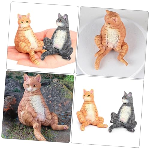 Figurines chat réalistes lot de 2 statuettes miniatures pour décor de maison - 3